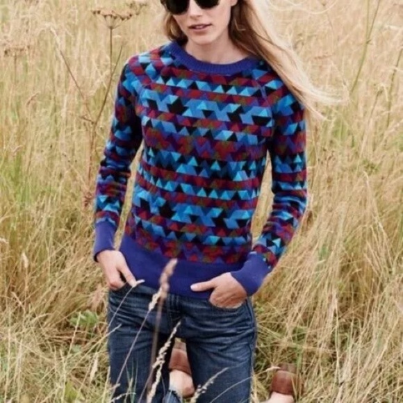 J.Crew Collection stained glass geometric cashmere sweater size M - Picture 1 of 16